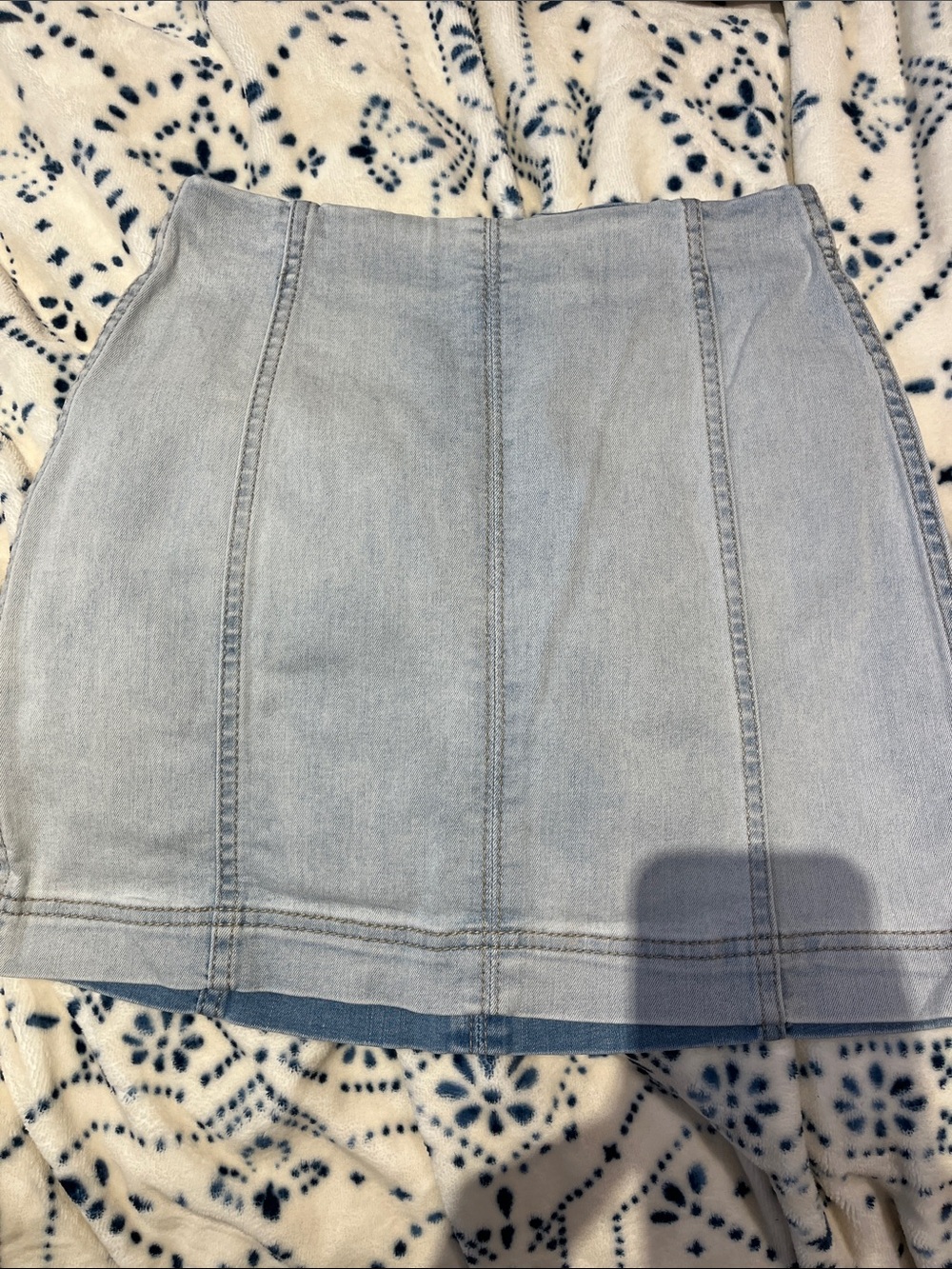 Light Wash Denim Mini Skirt with Zipper